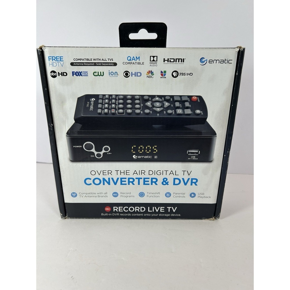 Ematic Over the Air Digital TV Converter and DVR AT103C